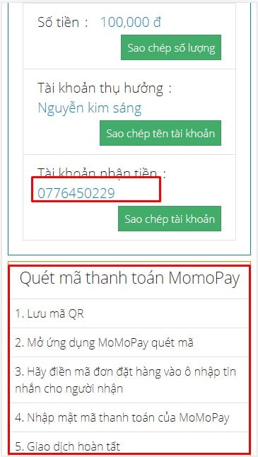 Nạp tiền Momo