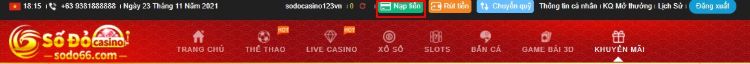 Để giao dịch trước tiên người chơi chọn Nạp tiền tại trang chủ Số Đỏ casino Để giao dịch trước tiên người chơi chọn Nạp tiền tại trang chủ Số Đỏ casino
