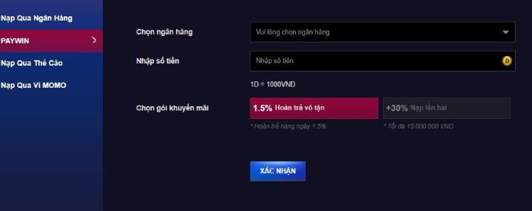 Nạp tiền thông qua Paywwin tại nhà cái FCB8 Nạp tiền thông qua Paywwin tại nhà cái FCB8