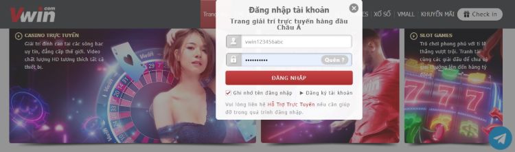 Người chơi đăng nhập vào tài khoản thành viên tại Vwin Người chơi đăng nhập vào tài khoản thành viên tại Vwin