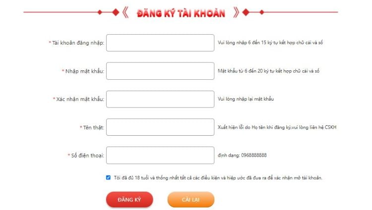 Nhập đầy đủ và chính xác thông tin do Số Đỏ casino yêu cầu điền vào form đăng ký Nhập đầy đủ và chính xác thông tin do Số Đỏ casino yêu cầu điền vào form đăng ký