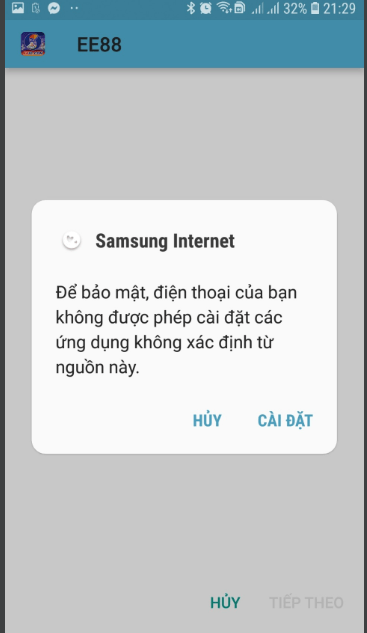 Tiếp theo, người chơi chọn Cài đặt ứng dụng nhà cái EE88 Tiếp theo, người chơi chọn Cài đặt ứng dụng nhà cái EE88