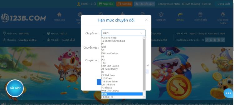 Thực hiện thao tác chuyển ví thành công mới có thể tham gia đặt cược tại Bắn cá 123B Thực hiện thao tác chuyển ví thành công mới có thể tham gia đặt cược tại Bắn cá 123B