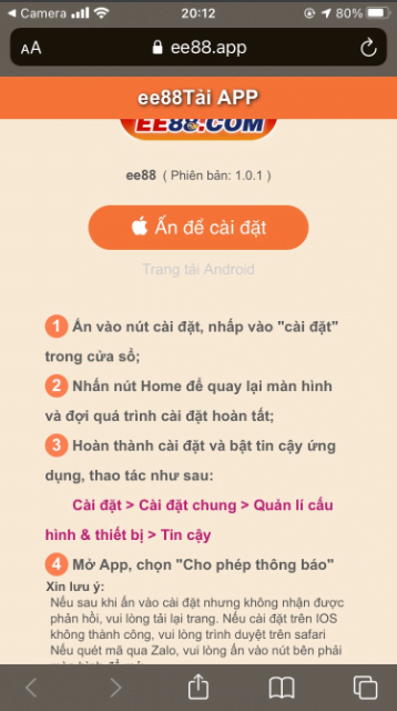 ương tự hệ điều hành Ios, khách hàng trước tiên phải tải ứng dụng EE88 ương tự hệ điều hành Ios, khách hàng trước tiên phải tải ứng dụng EE88