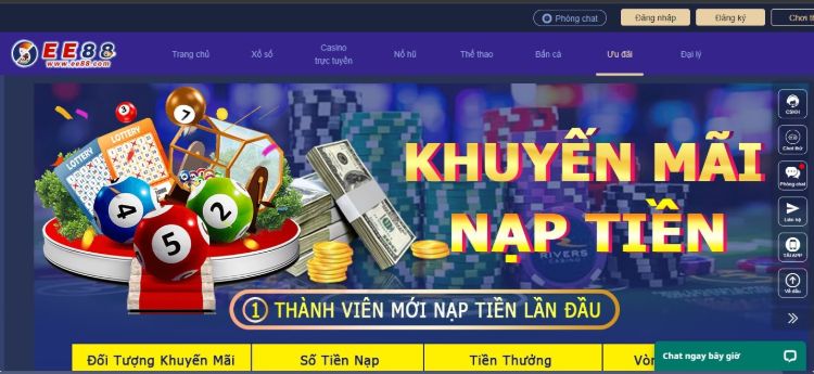 Thành viên EE88 tân thủ nhận thêm tiền thưởng Thành viên EE88 tân thủ nhận thêm tiền thưởng