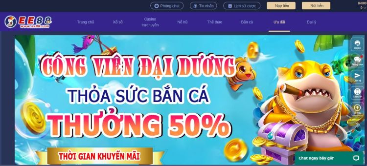 Thỏa sức bắn cá nhận thưởng lên đến 50% tại EE88 Thỏa sức bắn cá nhận thưởng lên đến 50% tại EE88