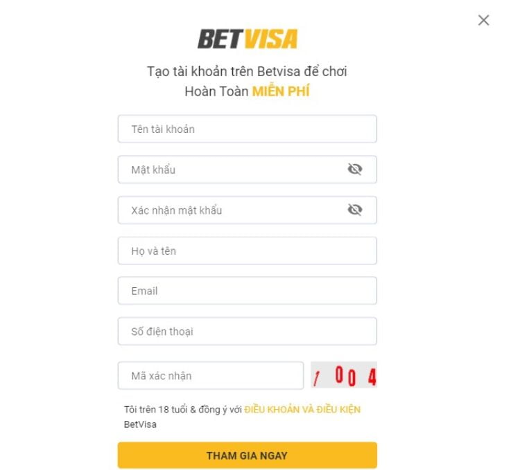Khách hàng muốn tham gia BetVisa phải nhập đầy đủ và chính xác thông tin cá nhân yêu cầu Khách hàng muốn tham gia BetVisa phải nhập đầy đủ và chính xác thông tin cá nhân yêu cầu