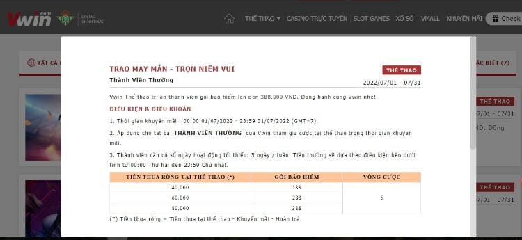 Chương trình bảo hiểm thành viên mới Vwin Chương trình bảo hiểm thành viên mới Vwin
