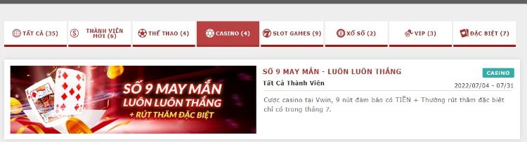 Số 9 may mắn nhận thưởng tại Vwin Số 9 may mắn nhận thưởng tại Vwin