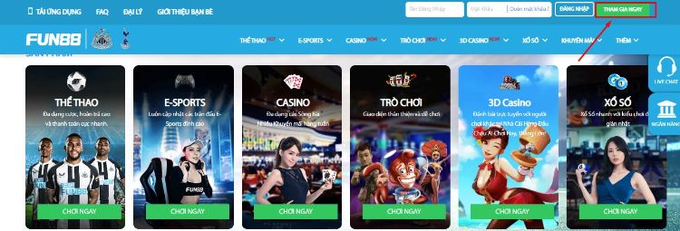 Chọn Tham gia ngay tại giao diện chính nhà cái FUN88 Chọn Tham gia ngay tại giao diện chính nhà cái FUN88