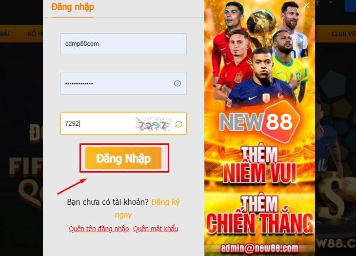 Đăng nhập vào tài khoản New88 đã được đăng ký trước đó Đăng nhập vào tài khoản New88 đã được đăng ký trước đó
