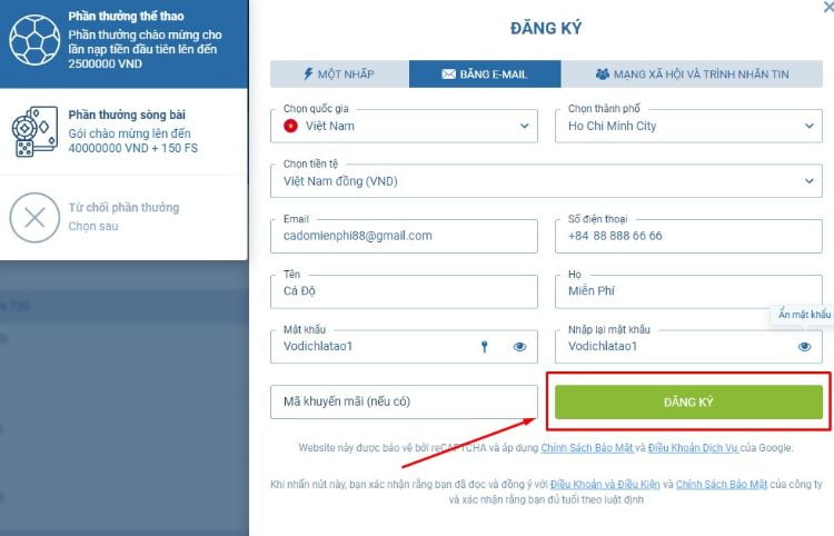 Chọn Đăng ký để hoàn tất quá trình tạo tài khoản thành viên Chọn Đăng ký để hoàn tất quá trình tạo tài khoản thành viên