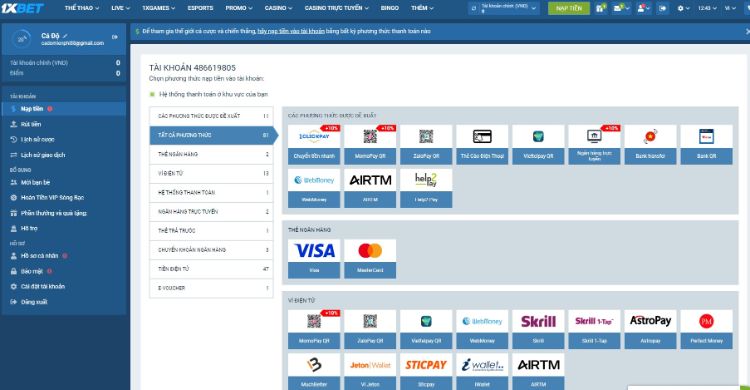 Chọn phương thức giao dịch tại 1xbet Chọn phương thức giao dịch tại 1xbet