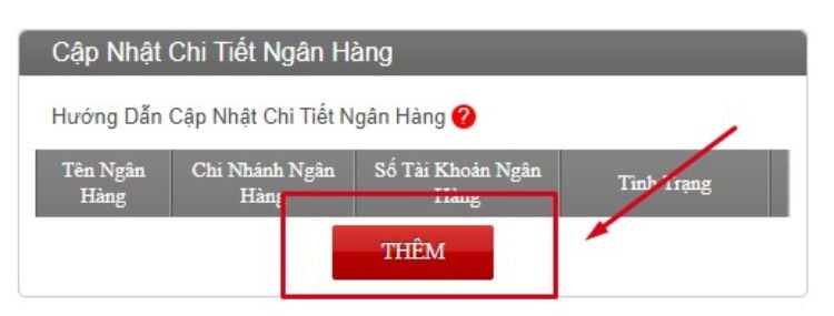 Cập nhật chi tiết thông tin ngân hàng Cập nhật chi tiết thông tin ngân hàng