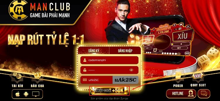 Ấn Nhận code 50K để xác nhận tạo thành công tài khoản hội viên ManClub Ấn Nhận code 50K để xác nhận tạo thành công tài khoản hội viên ManClub