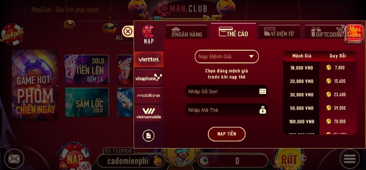 Click vào phương thức giao dịch mong muốn Click vào phương thức giao dịch mong muốn