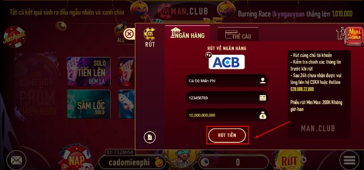 Kiểm tra lại thông tin và ấn Rút tiền Kiểm tra lại thông tin và ấn Rút tiền