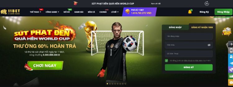 Trong mùa World Cup, 11bet nhận hàng triệu lượt truy cập mỗi ngày